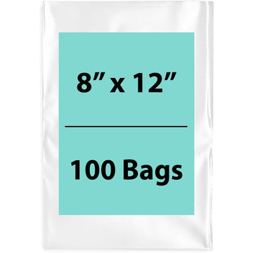 Clear Poly bags 1.25 Mil 8 inch (width) X 12 inch (Height) Pack of 100 Bags